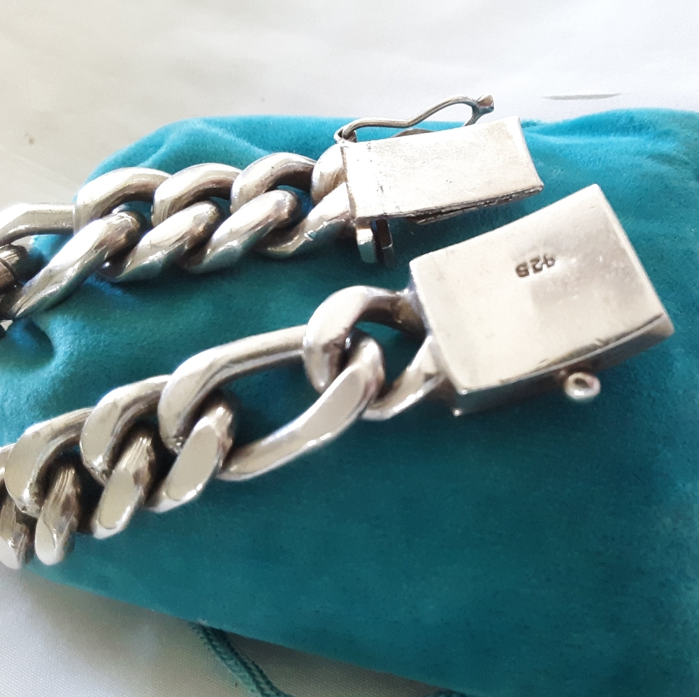 GORGEOUS Sterling 925 Large Fingaro Chain 18mm Thick Heavy Men/Wome Brac… - Picture 6 of 9